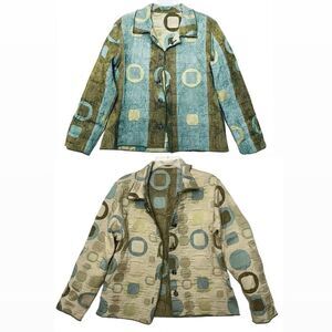 Winding River Jacket Geometry Tapestry Reversible Silver Rosas Buttons